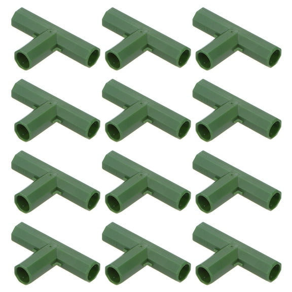 Uxcell 12 Pcs 11mm Greenhouse Frame Building Connectors, 3 Way Flat Pipe Fitting for Grape Trellis/Sunscreen Shed/Gardening Plant Stakes [Green]