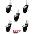 thumbnail image 2 of 3 Inch Black Hooded Neoprene Rubber 3/8 Inch Grip Ring Stem Casters Set of 5 SCC, 2 of 2