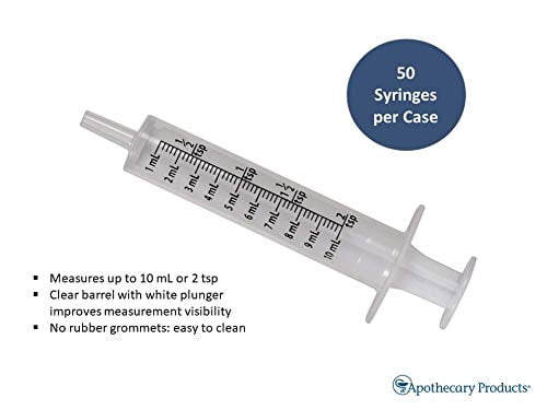 Ezy Dose Oral Syringe without Needle, 10 ml or 2 tsp (50 Pack)