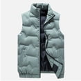 thumbnail image 1 of Camiseta sin mangas con cuello alto para hombre, cálida, de invierno, de color sólido, sin mangas, con cuello alto y cremallera con bolsillo, chaqueta de poliéster para hombre., 1 of 7