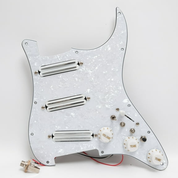 Guitar Prewired Loaded Pickguard, with 3 Dual Rail Mini Humbucker Pickups, Coil Split Switches, Enhancement Switch, For Fender Strat Guitar