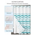 thumbnail image 2 of No Hook Cloth Fabric Shower Curtain with Snap in Liner, Turquoise White Ombre Waterproof Shower Curtains Set with See Through Top Window, Modern Geometric Gradient Ocean Striped Bath Curtains 48"x72", 2 of 6