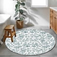 thumbnail image 4 of 3.3ft Round Rug, Teal Blue Green Non-Skid Rubber Backing Large Area Rugs - Living Room Bedroom Home Office, Vintage Farmhouse Boho Flower Leaf Indoor Floor Mat Carpets Washable Rug, 4 of 9