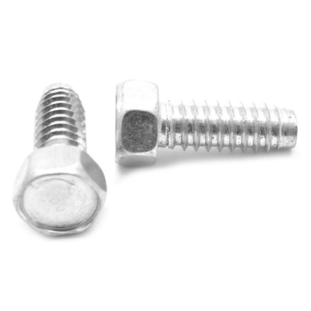 1/414 x 1 Sheet Metal Screw Slotted Indented Hex Head Type B Low Carbon Steel Zinc Plated Pk