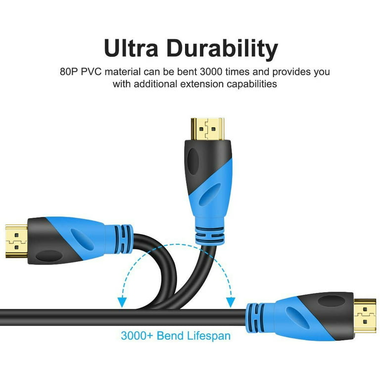 Short HDMI Cable 1.5FT 2-Pack, 8K HDMI 2.1 Cable HDMI to HDMI Cord 48Gbps  Ultra High Speed (8K@60Hz, 4K@120Hz, 2K, 1080P, HDR, 3D, eARC) for Laptop