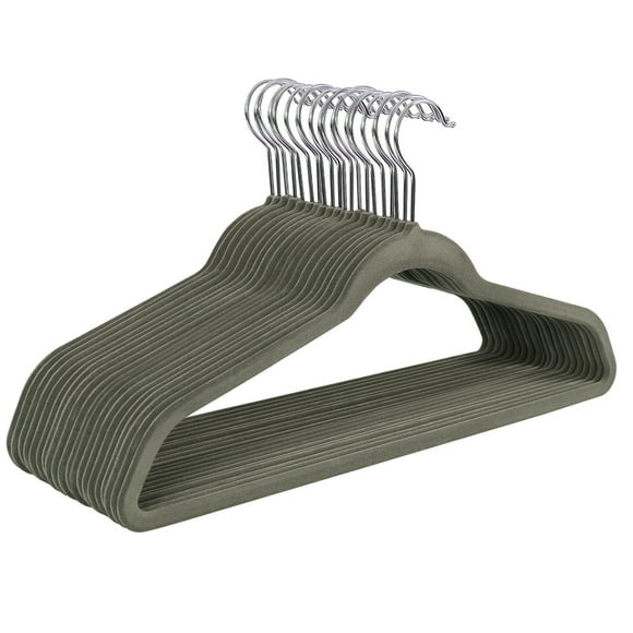 SONGMICS Perchas de Ropa, Juego de 50, Antideslizantes, Gancho Giratorio de 360°, Gris Claro y Gris Oscuro