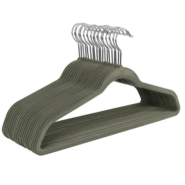 SONGMICS Perchas de Ropa, Juego de 50, Antideslizantes, Gancho Giratorio de 360°, Gris Claro y Gris Oscuro