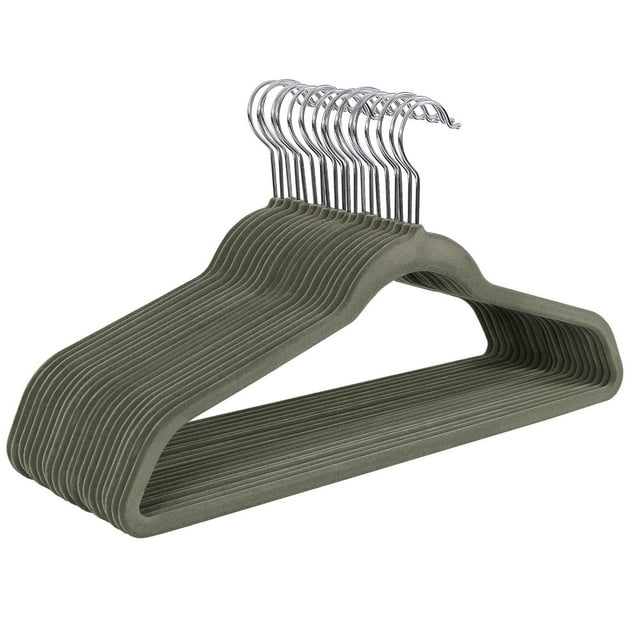 SONGMICS Perchas de Ropa, Juego de 50, Antideslizantes, Gancho Giratorio de 360°, Gris Claro y Gris Oscuro