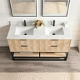 thumbnail image 4 of Vinnova Milagro 60" Double Wood Bath Vanity with Fish Maw Quartz in Ash/Black, 4 of 6