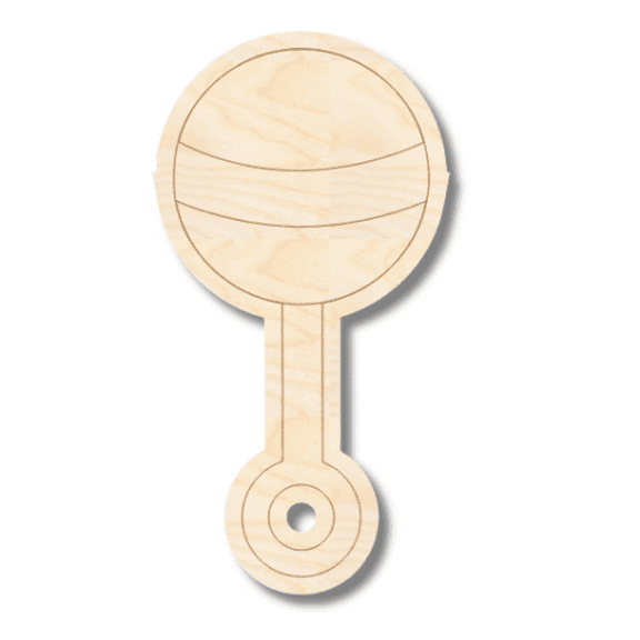 Unfinished Wood Etched Rattle Shape 18" / 1/8"