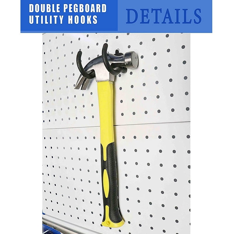 4PCS Pegboard Drill Holder Heavy Duty Hooks, Pegboard Double Hooks Drill Hanger Hook for Drill, Accessories Bag, Etc