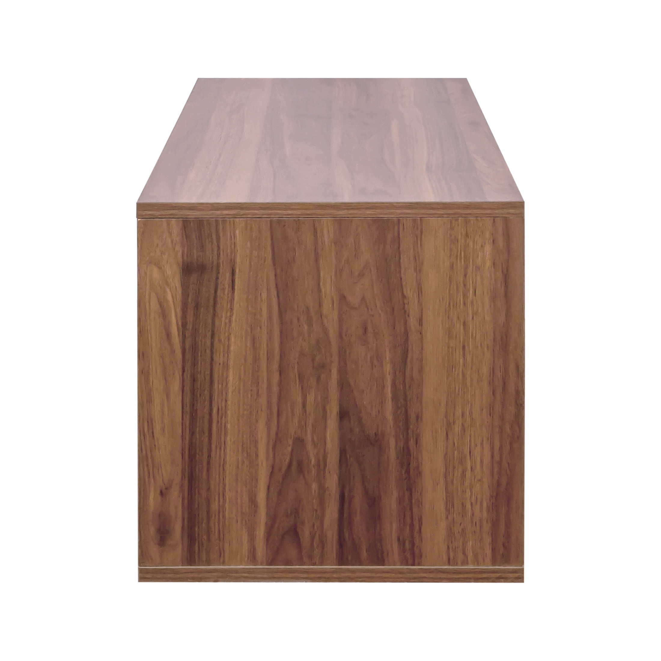 Noble House 28.35" Stackable Mounted Cabinet, with Glass Sliding Doors, Modular Organizer, Walnut