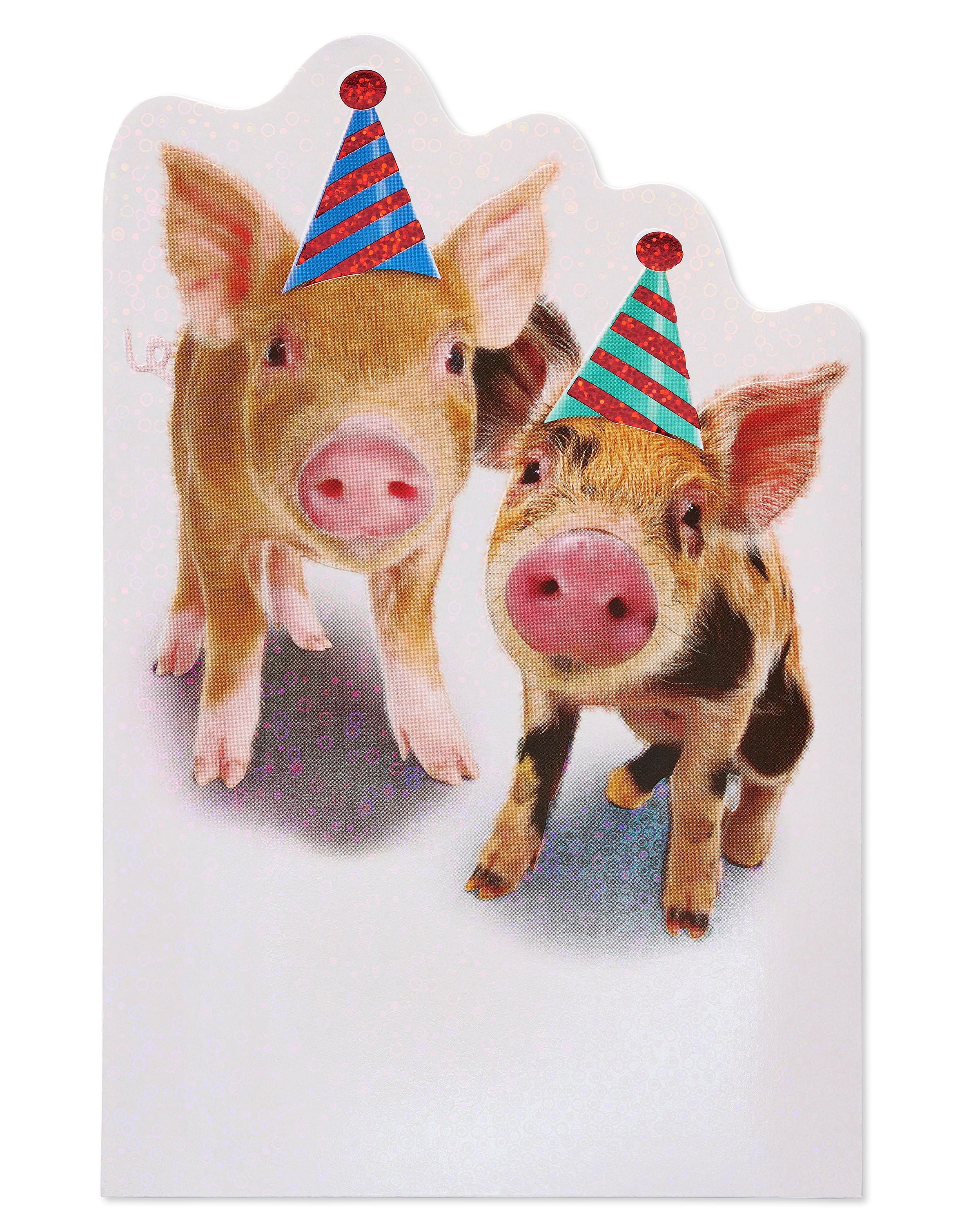 American Greetings Funny Pigs Birthday Card with Foil