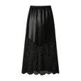 thumbnail image 5 of Wxolcjlv Womens Satin Maxi Skirt Elastic Waist Lace Panel Hem Skirts, 5 of 5