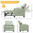 thumbnail image 3 of Ktaxon 3-in-1 Single Sofa Bed Convertible Sleeper Chair Tech Fabric Futon Sofa with Lumbar Pillow for Living Room Bedroom Office Apartment Furniture Light Green, 3 of 8