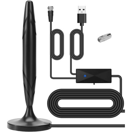 Camkey Indoor TV Antenna -  with Amplifier Signal Booster, Supports 4K and1080P Resolution, 120 Miles Range, VHF and UHF Frequency