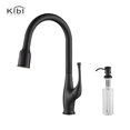 thumbnail image 1 of KIBI High Arc Pull Out Single Level Lead Free Brass Kitchen Faucet with Sprayer and Soap Dispenser, 1 of 10