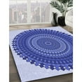 thumbnail image 3 of Ahgly Company Machine Washable Indoor Square Transitional Jeans Blue Area Rugs, 6' Square, 3 of 7