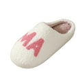 thumbnail image 2 of Qicasul Women's slipper Winter MAMA letter Slippers Indoor Shoes Soft Comfortable Home Slides With Cute Embroidery Design for Daily Relaxation White US Size:8, 2 of 8
