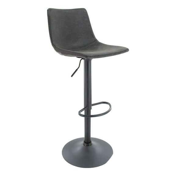 LeisureMod Tilbury Modern Adjustable Height Bar Stool Kitchen Counter Stools with Footrest & 360-Degree Swivel In Charcoal Black