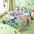 thumbnail image 3 of Homewish Colorful Tree Of Life Quilt Full,Daisy Floral Plant Full Bedspread Sets,Green,Colorful Stars Reversible,3pcs, 3 of 7