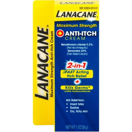 2 Pack - Lanacane Maximum Strength Anti-itch Cream 2in1 Fast Acting Itch Relief and Kills Germs 1 (Best Way To Kill Ringworm Fast)