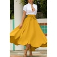thumbnail image 2 of Chouyatou Women's Elegant High Waisted Side Slit Irregular Bohemian Maxi Skirt with Pockets, 2 of 4