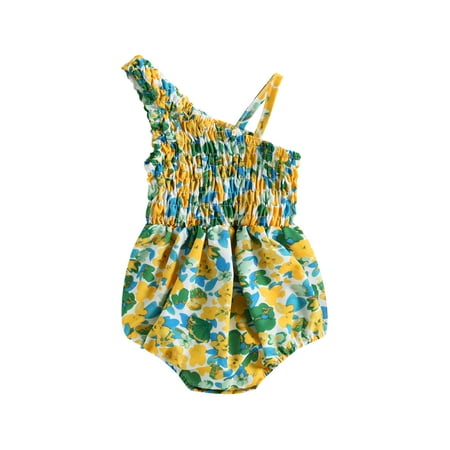 

Bagilaanoe Newborn Baby Girl One-Piece Swimsuit Flower Print Sleeveless Sleeve Swimwear 3M 6M 12M 18M 24M Infant Ruffle Bathing Suit