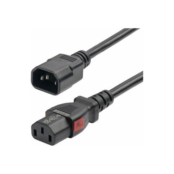 StarTech 4ft 1.2m Power Extension Cord IEC 60320 C14 to Locking C13 PDU Power Cord 10A 250V 18AWG UL Listed
