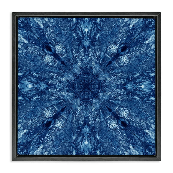 Stupell Industries Centric Symmetry Pattern Abstract Painting Black Floater Framed Canvas Art Print Wall Art, 18 x 18