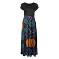 thumbnail image 4 of TIMIFIS Robe Longue Maxi d'Halloween pour Femmes Manches Courtes Col Rond Taille Haute Robe Longue Fluide Tendance Graphique Fête Automne/hiver, 4 of 5