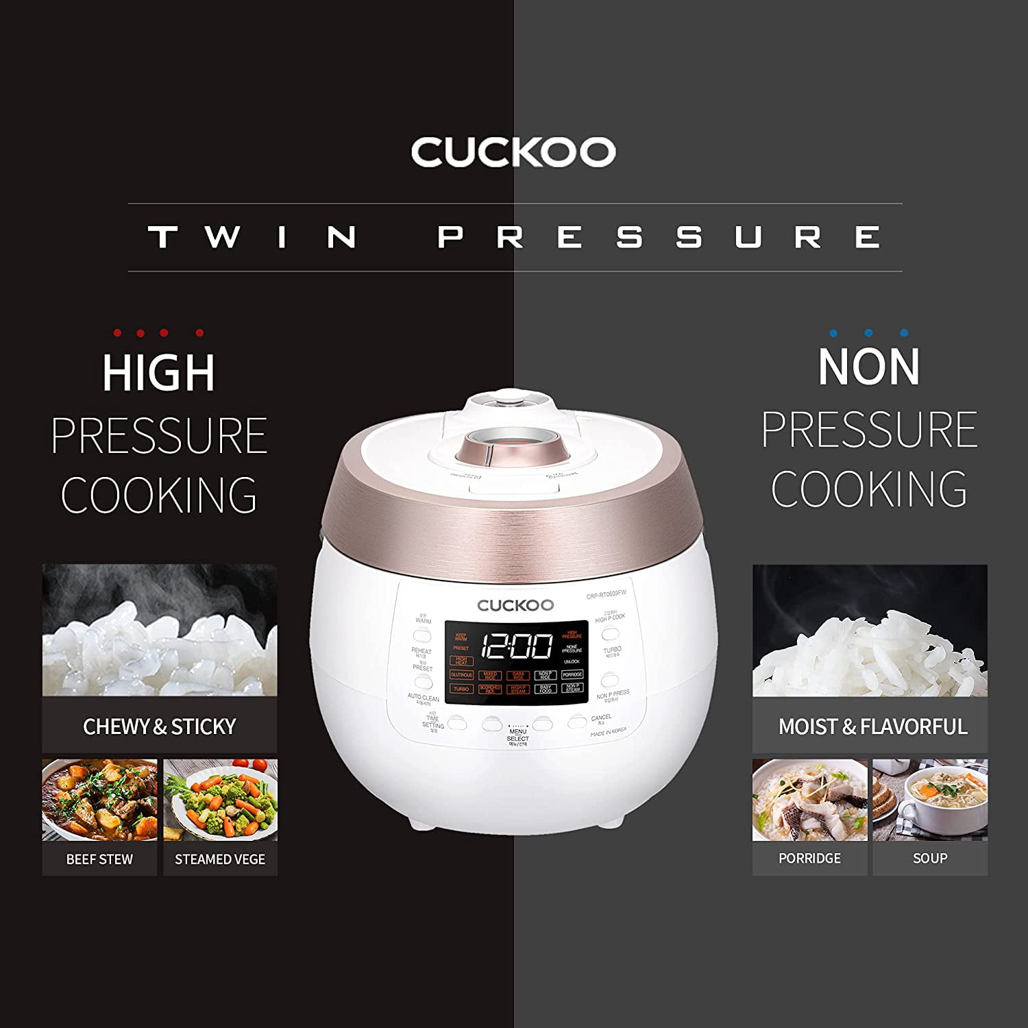 Cuckoo IH Pressure 6-Cup Rice Cooker, White, 110V