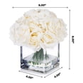 thumbnail image 4 of Enova Home Artificial Flowers 18 Heads Silk Roses Fake Flowers Arrangement in Cube Glass Vase with Faux Water for Home Office Wedding Decoration (Cream), 4 of 4