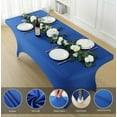 thumbnail image 2 of Craft And Party 6 Pack 6ft Royal Blue Spandex Tablecloth – Fitted Table Cloths – Stretch Tablecloth Universal Fit for Folding Tables – Wrinkle-Free, Washable – Ideal for Parties, Weddings, Events, 2 of 6
