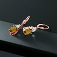 thumbnail image 4 of Gem Stone King 18K Rose Gold Plated Silver Whiskey Quartz and White Moissanite Dangle Earrings for Women (4.94 Cttw, Gemstone Birthstone, Oval 10X8MM, Trillion 5MM), 4 of 4