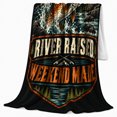 thumbnail image 2 of River Raised Freshwater Trout Fishing Adventure, Peaceful Mountain Lake Scene, Warm Flannel Blanket for Cabin and Lodge, Outdoor Lovers person's Day Gift, Artistic Home Decor, 2 of 9