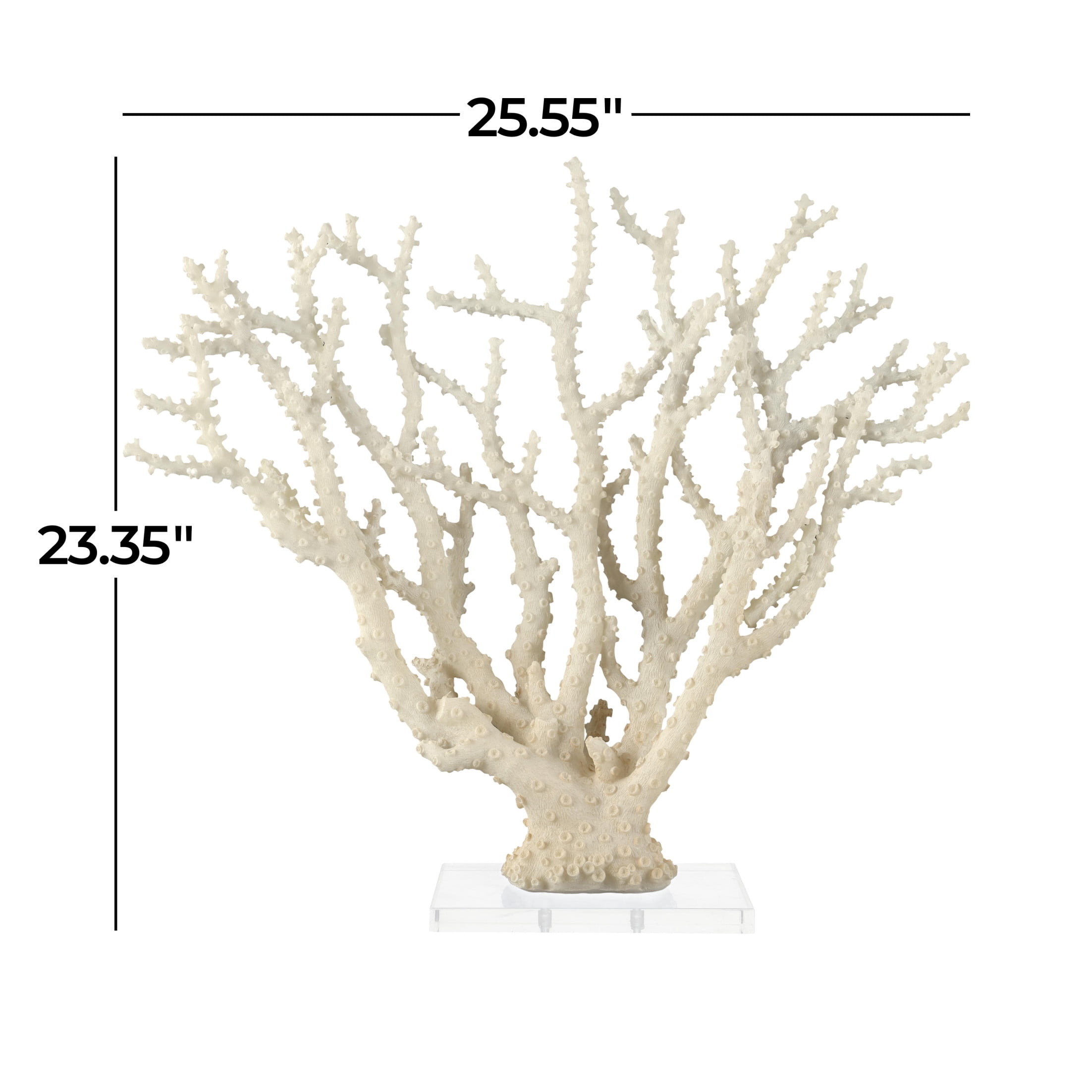 26" x 23" Cream Polystone Coral Sculpture with Clear Acrylic Base, by DecMode
