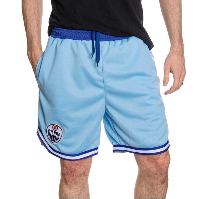 Edmonton Oilers Shorts en Maille Aérée 2 Tons pour Hommes Doublés avec Poches