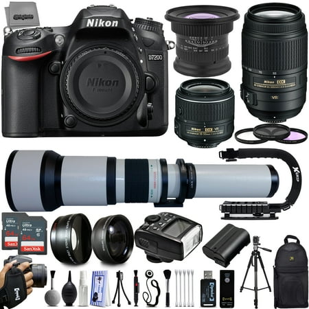 Nikon D7200 24.5 DSLR Camera + 15mm + 55-300mm + 650-1300mm 128GB 27 PC Lens Kit