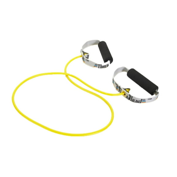 THERABAND Resistance Tubes, Soft Handles, Level 2, Yellow, 3 lbs Resistance, 48 Inch