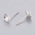 thumbnail image 2 of 304 Stainless Steel Post Stud Earring Settings For Half Drilled Beads Silver 13.5x6mm Tray: 5.5mm Pin: 0.8mm, 2 of 2