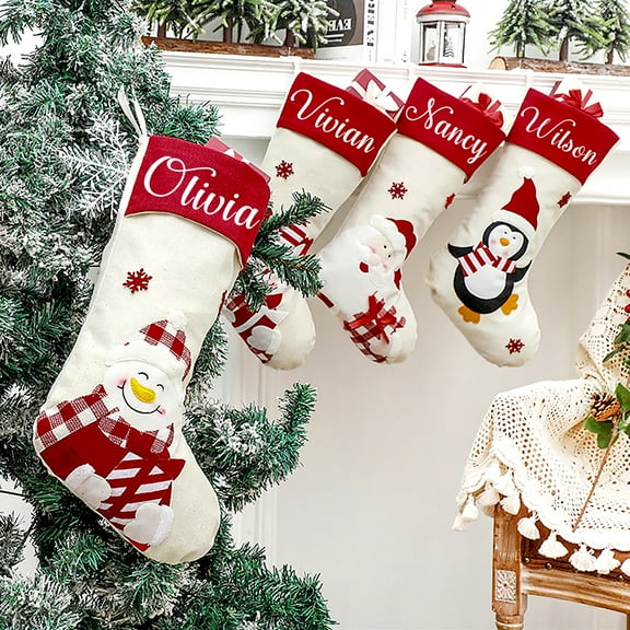 Personalized Christmas Stocking with Custom Name Large Luxury Embroidered Hanging Stockings for Family