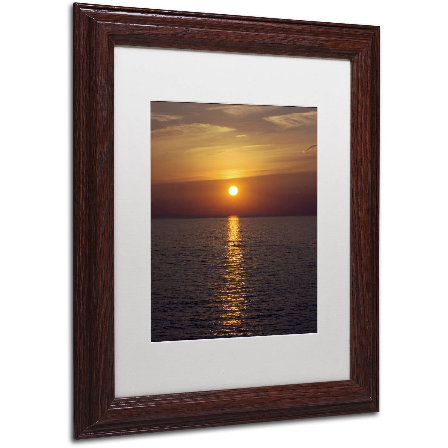 Trademark Fine Art "Sunset Paddleboard" Canvas Art by Kurt Shaffer, White Matte, Wood Frame