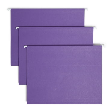 Smead® Hanging File Folders, 1/5-Cut Adjustable Tab, Letter Size, Purple, Box Of 25