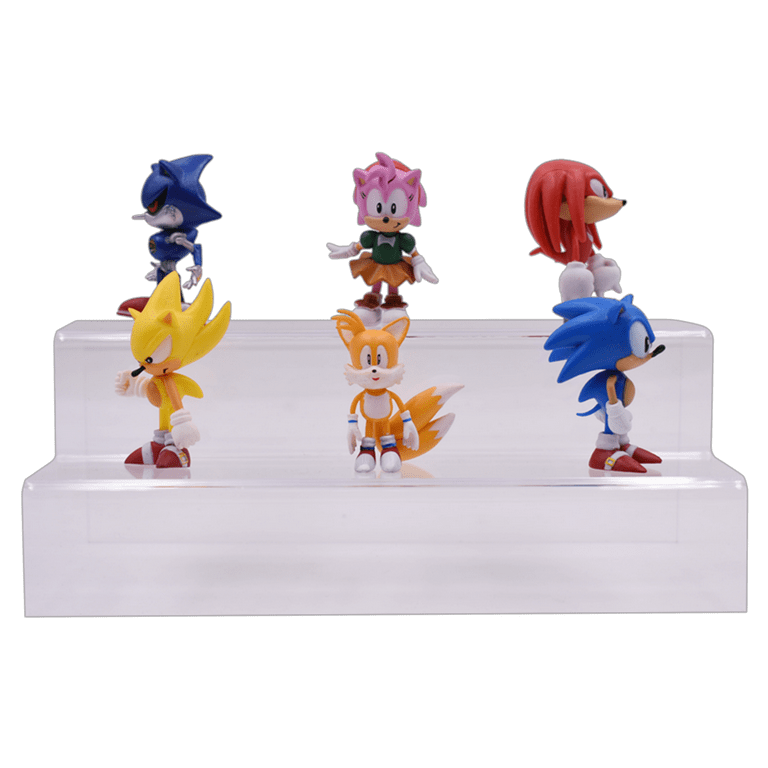 Funnytoys 6PCS/Set Sonic the Hedgehog Action Figures Toys Sonic Knuckles  Tails Amy Metal Sonic Super Sonic PVC Model Toy Great Figurine Gift, 5cm-7cm