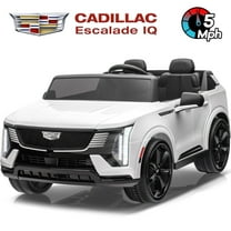 24V 2 Seater Ride on Cars, Licensed Cadillac Escalade IQ Powered Ride on Toys Truck with Remote Control, 4 Wheels Spring Suspension, LED Light, Electric Cars for Kids Ages 3-8 Gifts, White