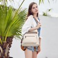 thumbnail image 2 of Mochila de cuero vegano para mujer Mochila de viaje grande Bolso de hombro universitario con borla (beige-marrón) (hy), 2 of 5