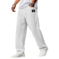 thumbnail image 2 of GrmtClth Casual Pants For Men, Oversized Plain Waffle Leisure Bottoms, Loose Wide Leg Elastic Waist Drawstring Trousers, Year Round Street Relax Outfit White 4XL, 2 of 4