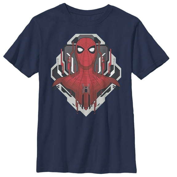 Boy's Marvel Spider-Man: Far From Home Tech Emblem Graphic Tee Navy Blue X Large