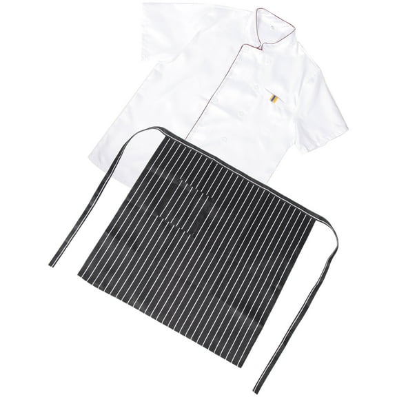 Worgeous Professional Chef Coat Men With Reusable Apron White Cloth For Kitchen Work Comfortable